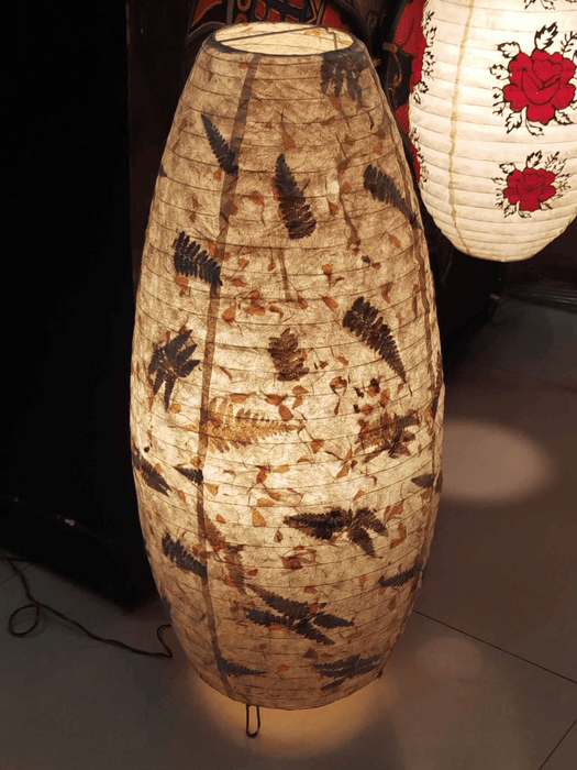 Rice Paper Lamsphade - Table Lampshade -  Fern, Petal, and Marigold Mixed Design - 1