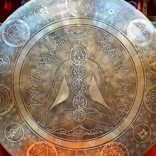 Tibetan Gong Seven Chackra Healing Handmade Gong Yoga Meditation Nepal, 23/24" - 2