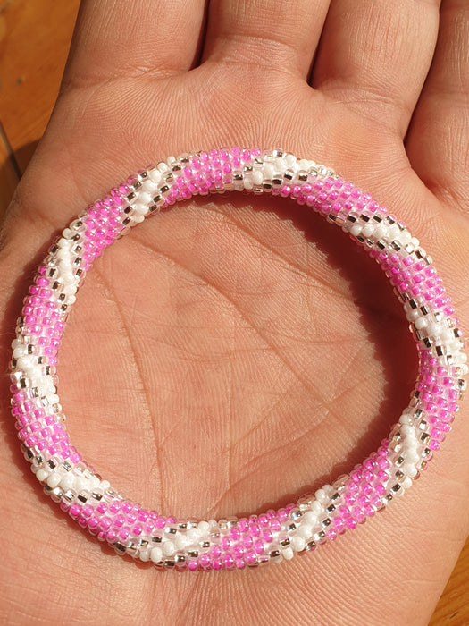 BeadsJoy Nepal Bracelets Pink Spiral BJHNP17