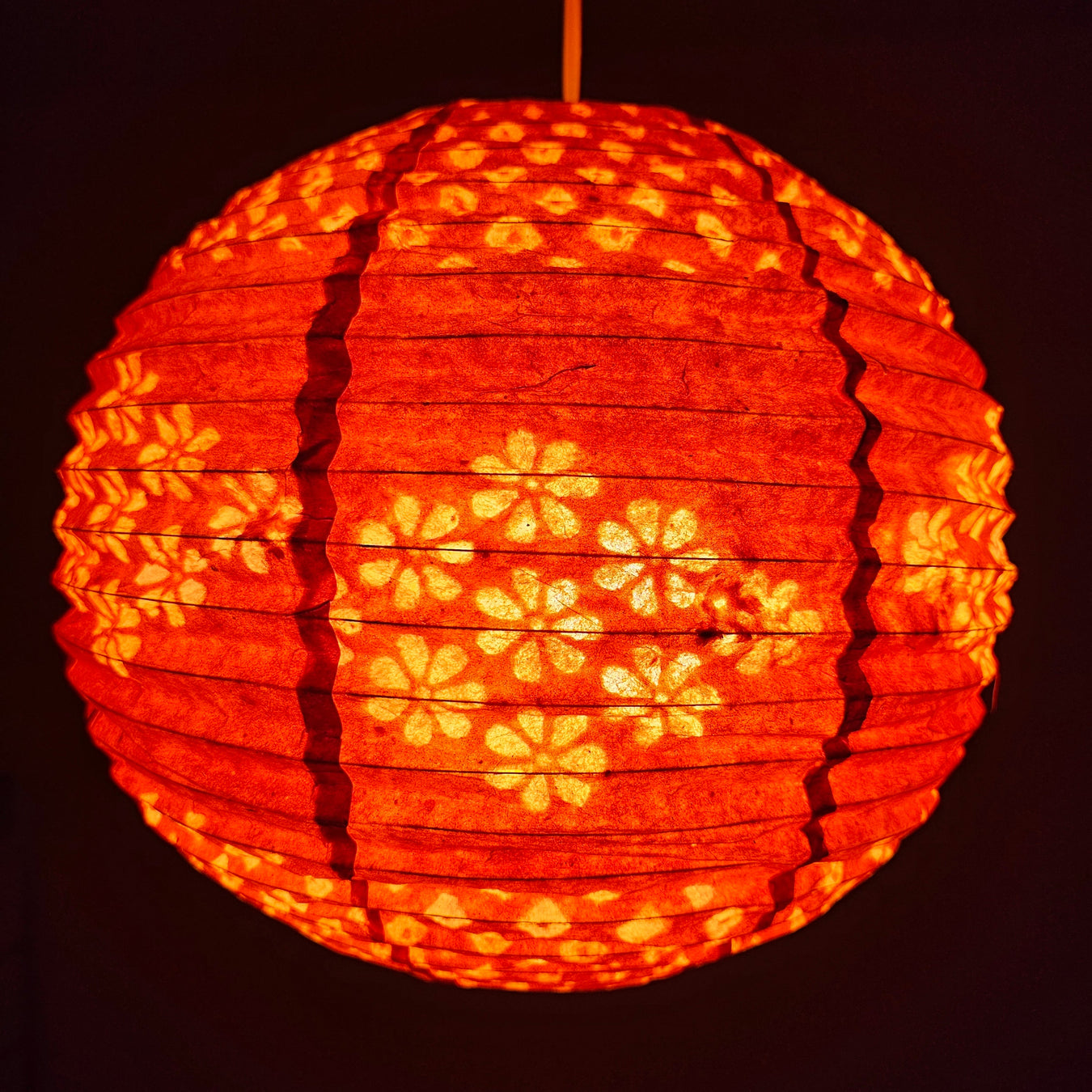Half Flower Lokta Paper Lampshade | Handmade Nepal Hanging Lantern