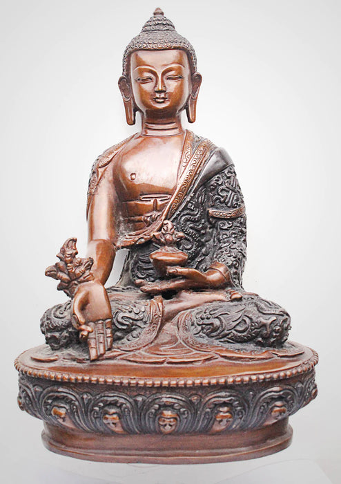 8.2 Inch High Healing Buddha Statue - Medicine Buddha Copper Sculpture