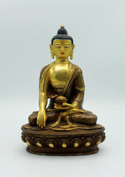 8 Inch Partly Gold Plated Copper Shakyamuni Buddha Statue - 5