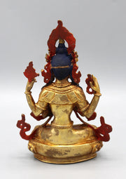 6 Inch Gold Plated Chenrezig Statue - Exquisite Artwork of Compassion - 3