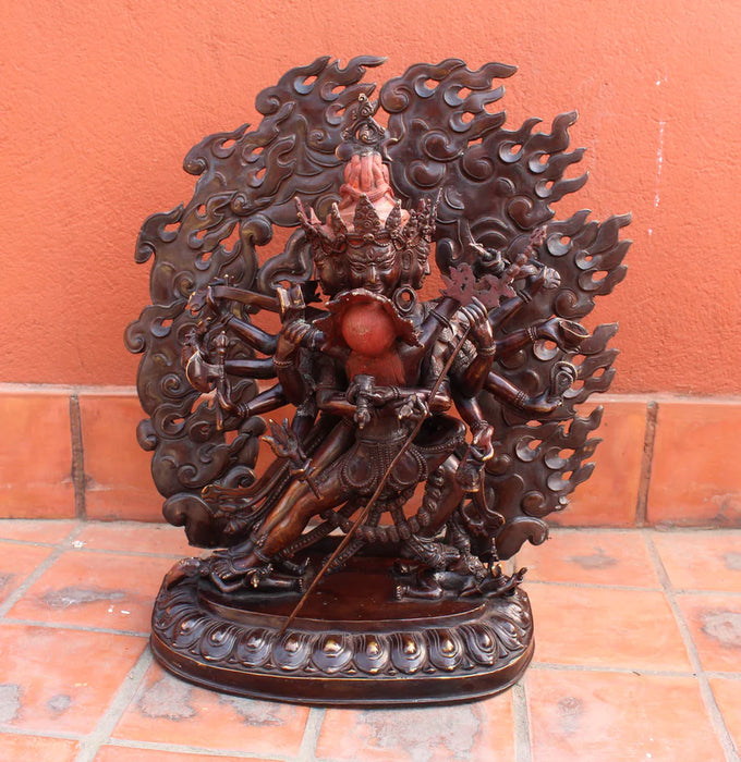 21-Inch Copper Oxidized Chakrasamvara Shakti Statue