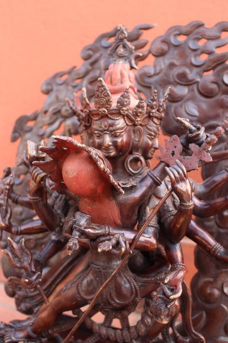 21-Inch Copper Oxidized Chakrasamvara Shakti Statue