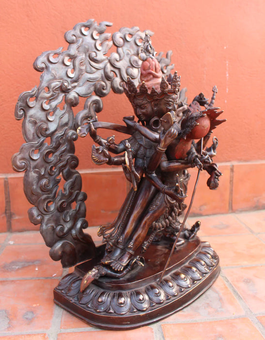 21-Inch Copper Oxidized Chakrasamvara Shakti Statue