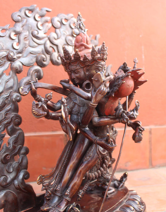 21-Inch Copper Oxidized Chakrasamvara Shakti Statue