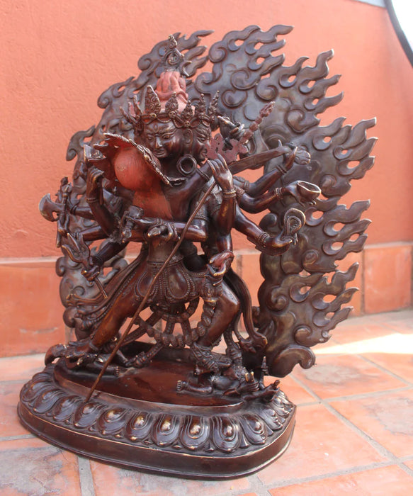 21-Inch Copper Oxidized Chakrasamvara Shakti Statue