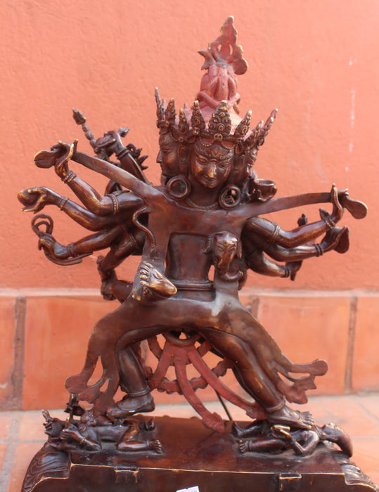 21-Inch Copper Oxidized Chakrasamvara Shakti Statue