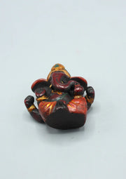 Baby Ganesha Resin Statue - Handpainted Maroon Red 2.5 Inch - 2