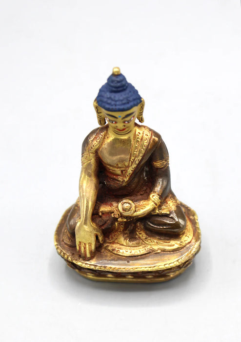 3-Inch Partly Gold Plated Amoghasiddhi Buddha Statue - Nepal Casted