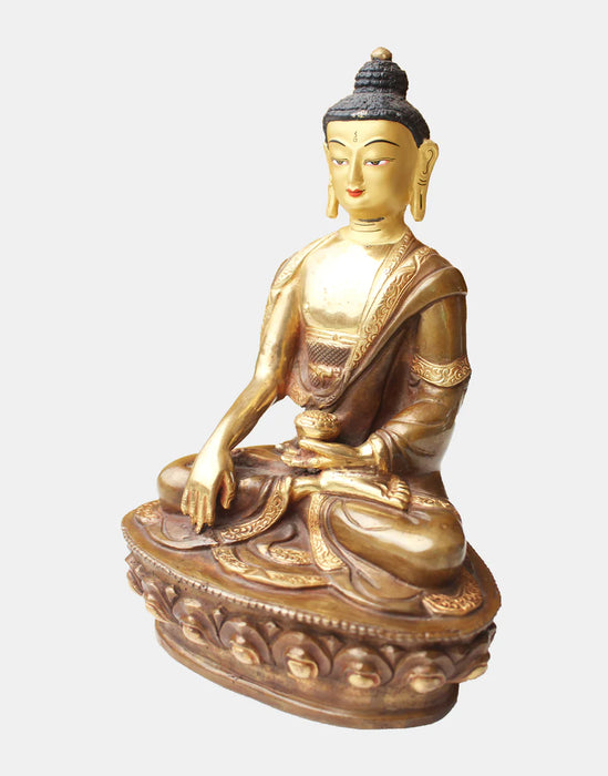 8-Inch Gold Plated Gautam Buddha Statue, Nepal - Sacred Teachings & Serenity