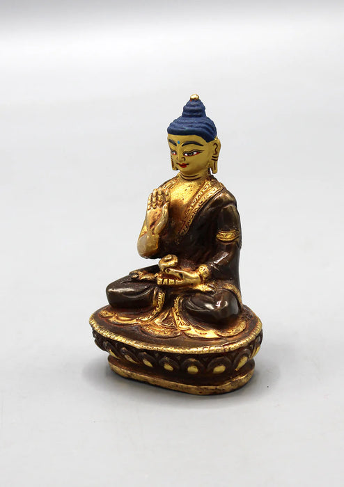 3-Inch Partly Gold Plated Amoghasiddhi Buddha Statue - Nepal Casted