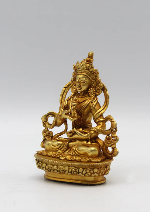 3.5" Gold Plated Tibetan Vajrasattva Statue - Sacred Symbol of Compassion