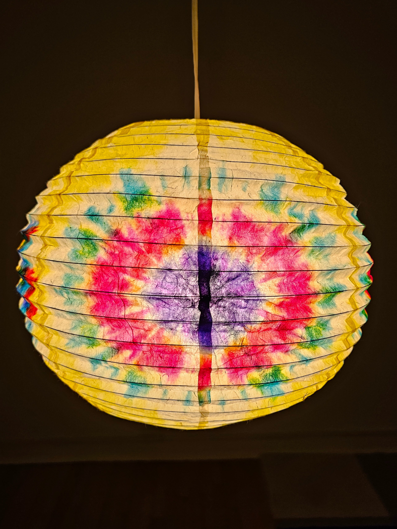 Lokta Paper Lampshade – Handmade Lantern Shade– Nepali Kagaj – Tie Dye