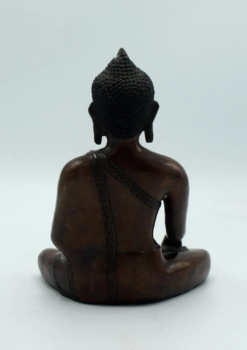 6.8 Inch Copper Oxidized Shakyamuni Buddha Statue - Handcrafted Nepal Meditation Art