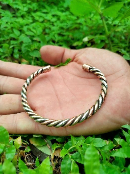 3 Metal Spiral , Hand Forged 100% Pure Copper Bracelet. Solid Copper Arthritis Relief Bracelet