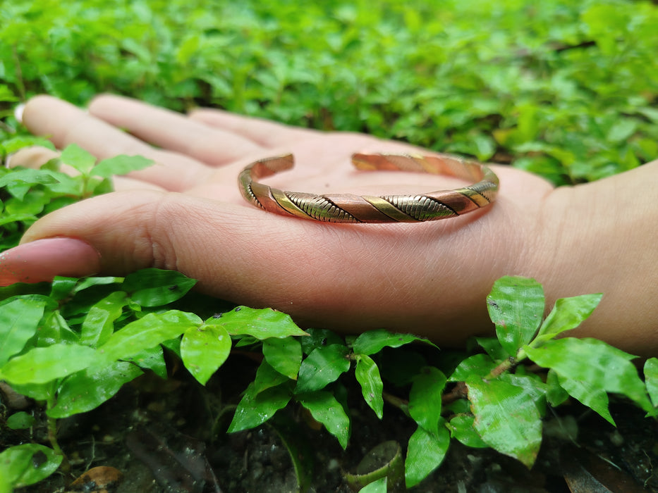 Copper and brass bracelet, Hand Forged 100% Pure Copper Bracelet. Solid  Arthritis Relief Bracelet