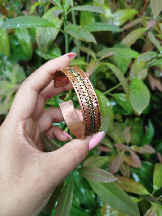 Handbeaten and brass, Hand Forged 100% Pure Copper Bracelet. Solid Copper Arthritis Relief Bracelet