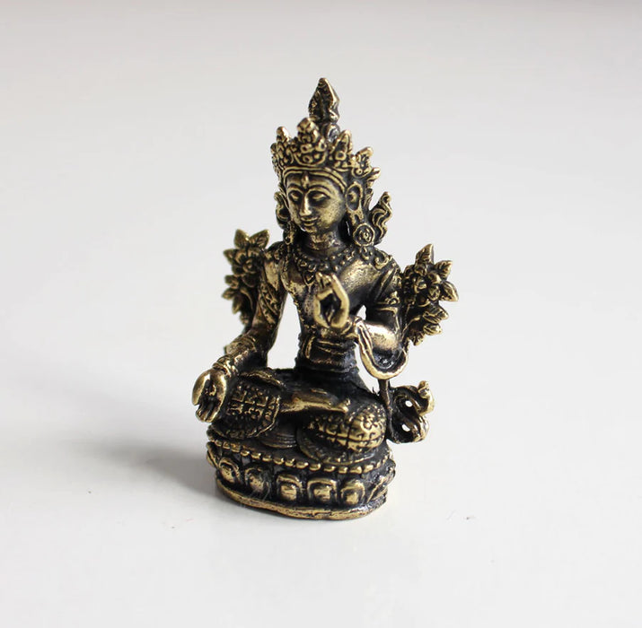 2-Inch Tiny White Tara Brass Statue