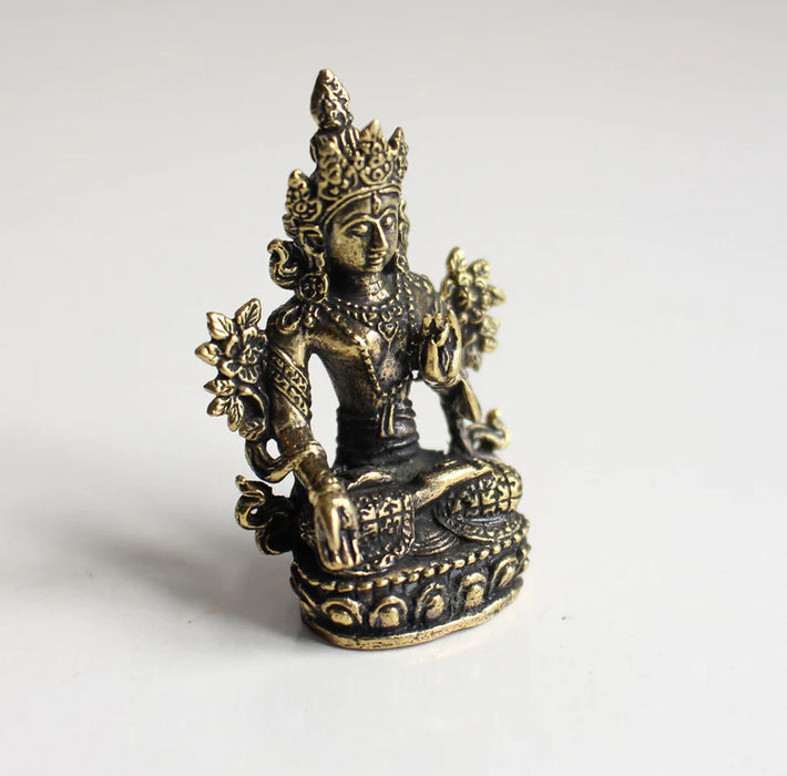 2-Inch Tiny White Tara Brass Statue