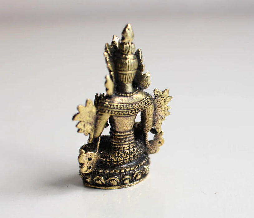 2-Inch Tiny White Tara Brass Statue