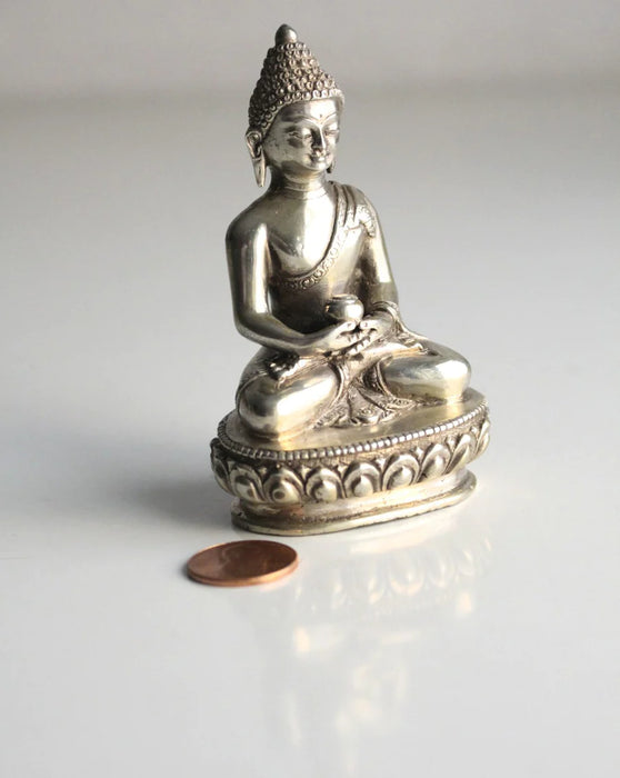 925 Silver Sterling Amitabha Buddha Statue - 8.5cm Tall