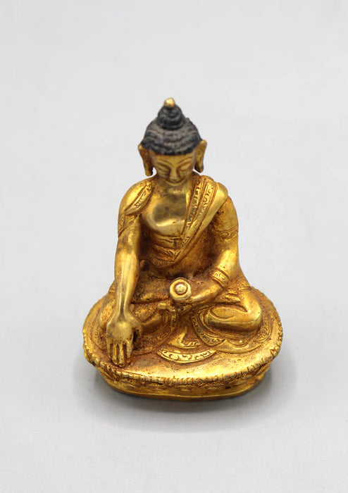 3-Inch Gold Plated Shakyamuni Buddha Statue - Elegant Meditation Sculpture