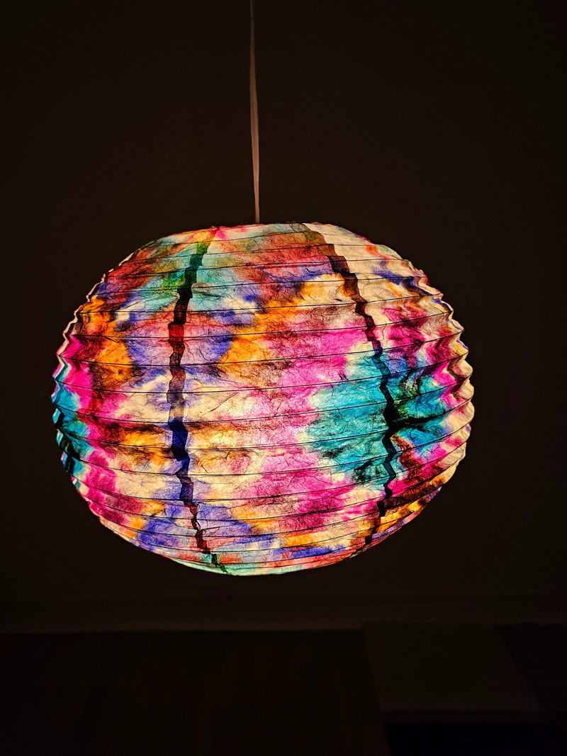 Lokta Paper Lampshade – Handmade Lantern Shade– Nepali Kagaj – Tie Dye
