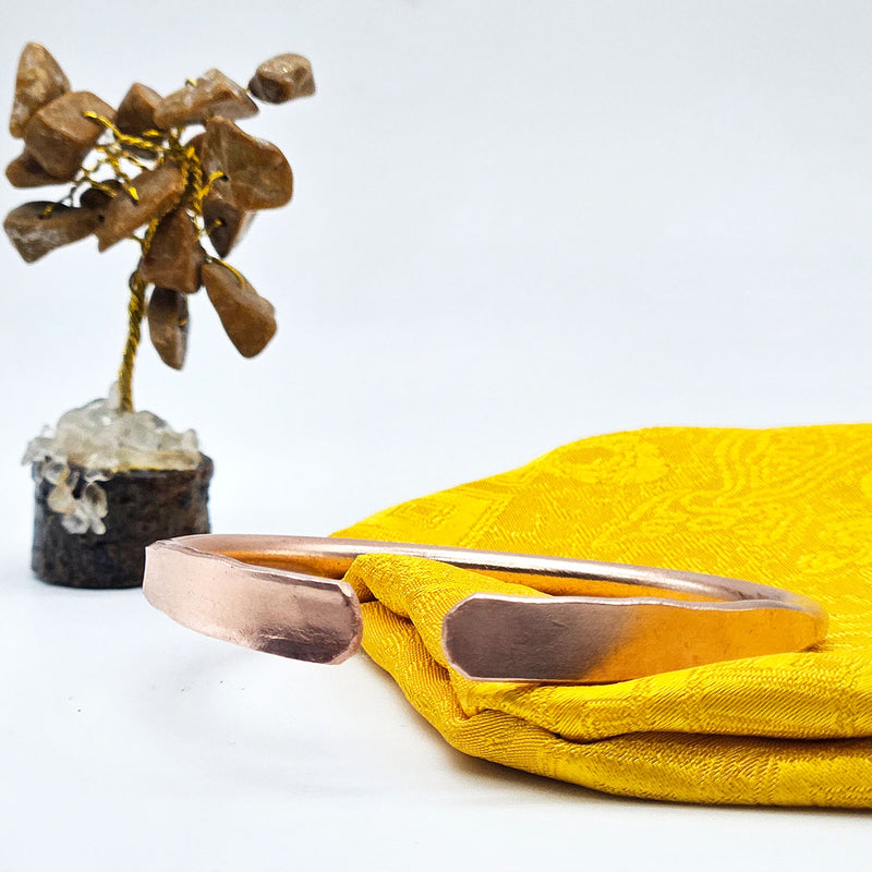 Thin Pure Copper Bracelet | Flattened Edge
