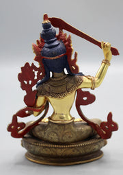 6-Inch Partly Gold Plated Copper Manjushree Statue - Exclusive Bodhisattva Sculpture - 2