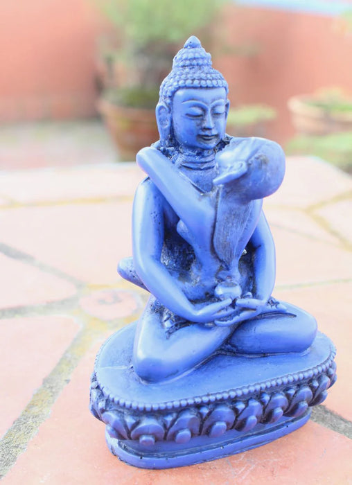 5-Inch Blue Buddha Shakti Yab Yum Resin Statue