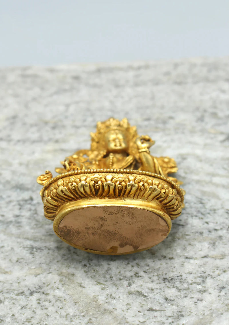 3.5-Inch Gold Plated Tibetan White Tara Statue - Elegant Copper Sculpture