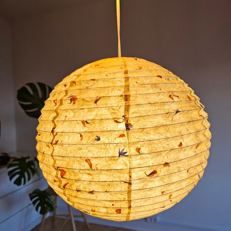 Marigold Petal Mixed Shades | Handmade Paper Lampshade |  Lokta Paper Crafts | Lantern Shade | Nepali Kagaj