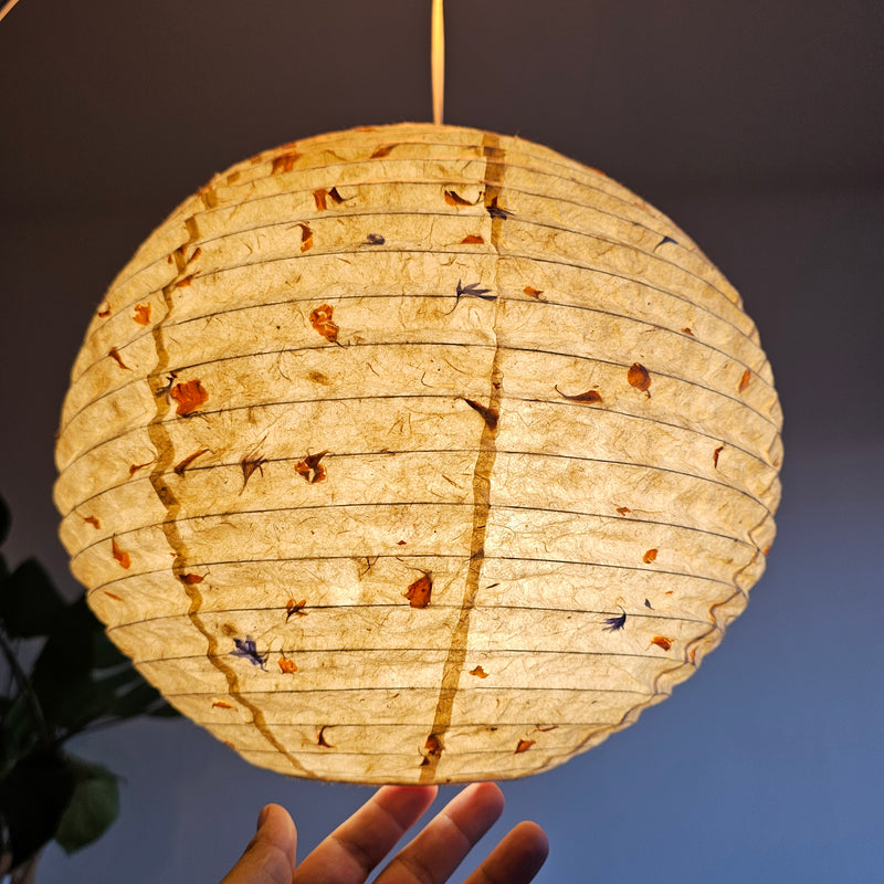 Marigold Petal Mixed Shades | Handmade Paper Lampshade |  Lokta Paper Crafts | Lantern Shade | Nepali Kagaj
