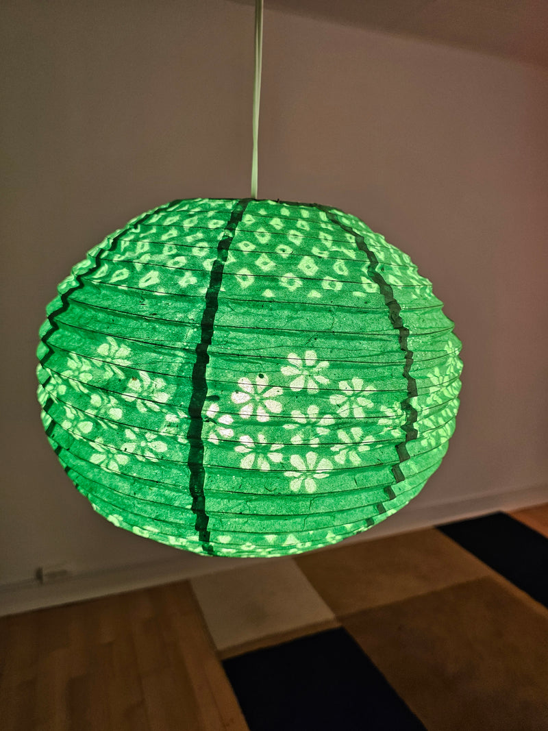 Rice Paper Lampshades - Handmade Lokta Paper Lampshades - Green