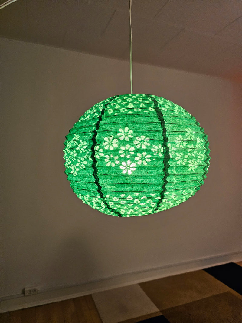 Rice Paper Lampshades - Handmade Lokta Paper Lampshades - Green