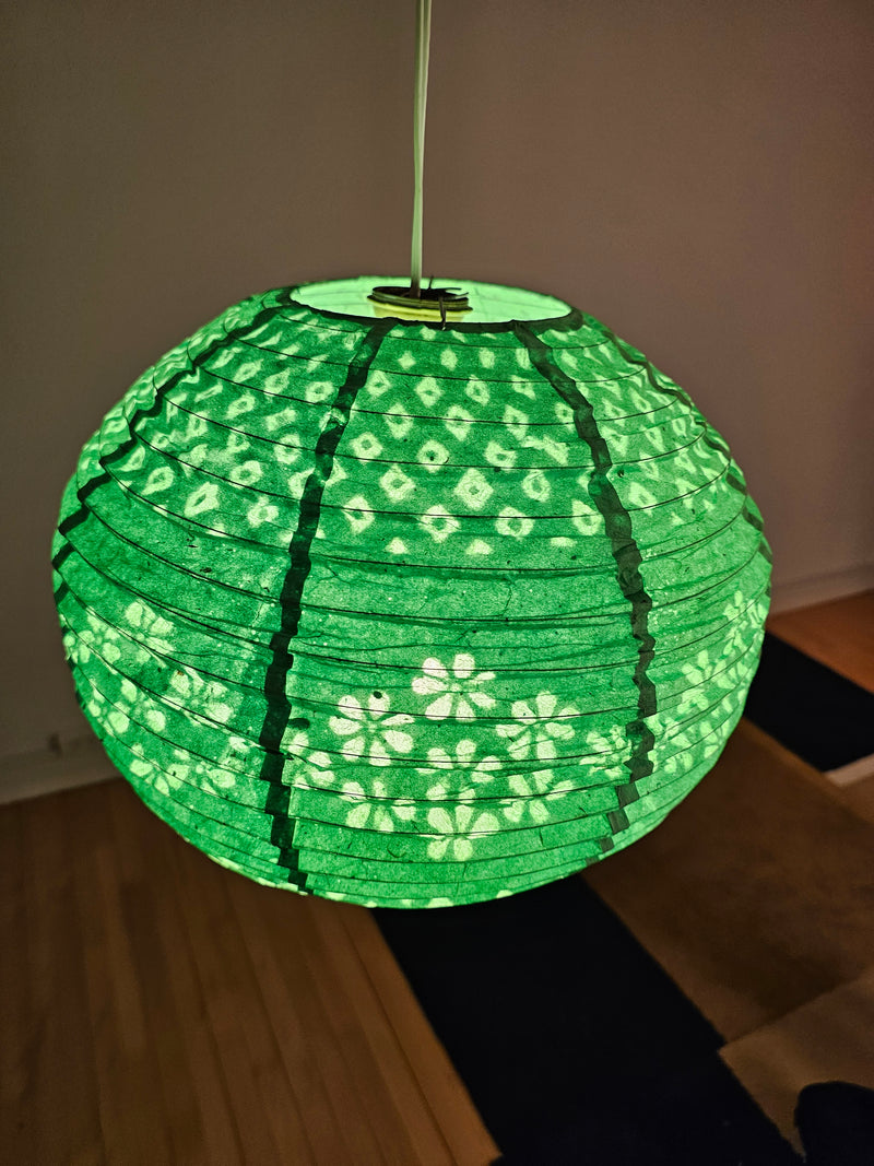 Rice Paper Lampshades - Handmade Lokta Paper Lampshades - Green