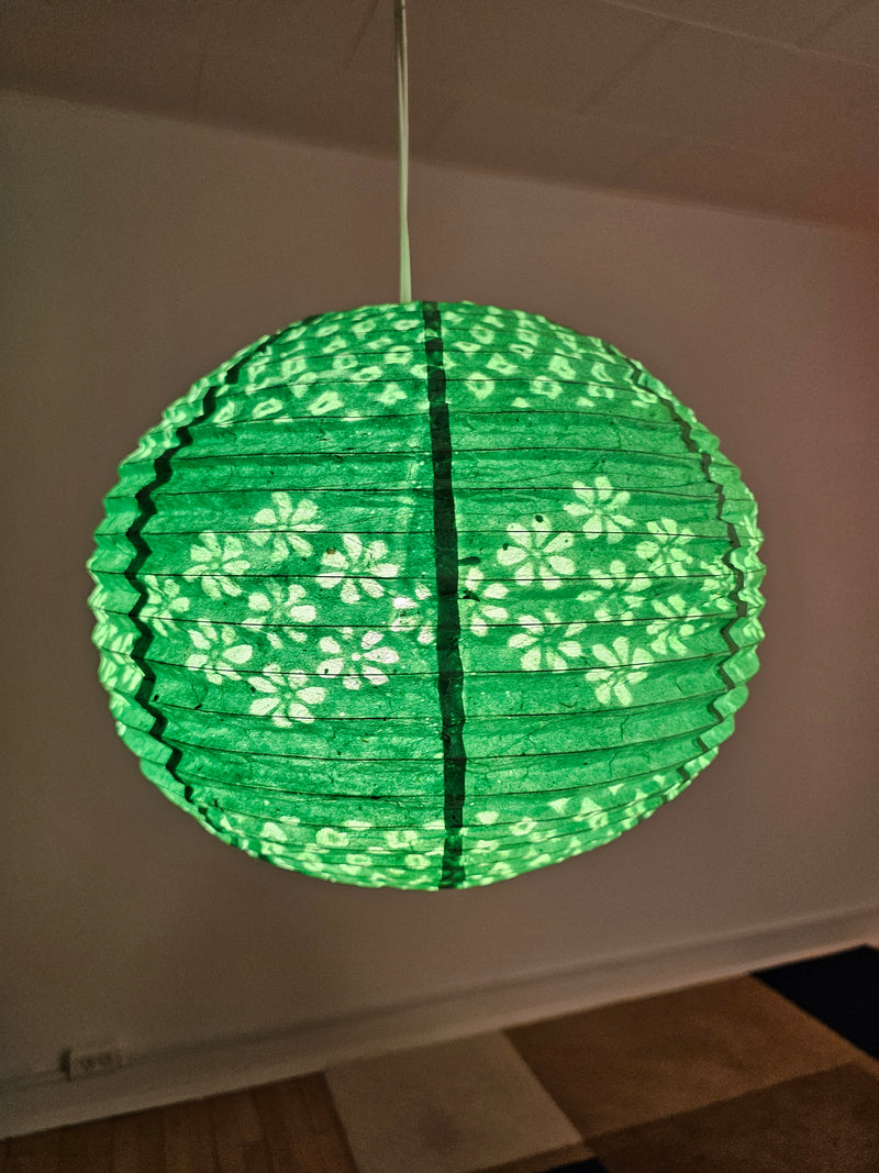 Rice Paper Lampshades - Handmade Lokta Paper Lampshades - Green