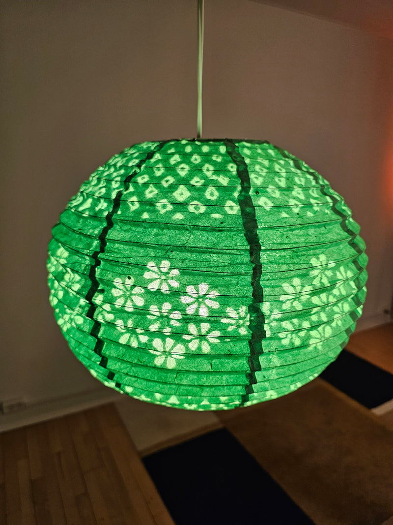 Rice Paper Lampshades - Handmade Lokta Paper Lampshades - Green