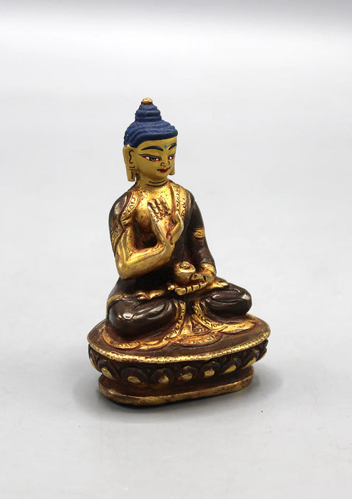 3-Inch Partly Gold Plated Amoghasiddhi Buddha Statue - Nepal Casted