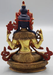 6-Inch Partly Gold Plated Avalokisteswora Chenrezig Statue - 2