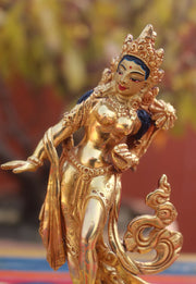 5-Inch Gold-Plated Dancing Tara Statue - Copper Crafted