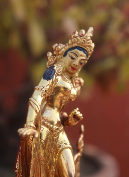 5-Inch Gold-Plated Dancing Tara Statue - Copper Crafted