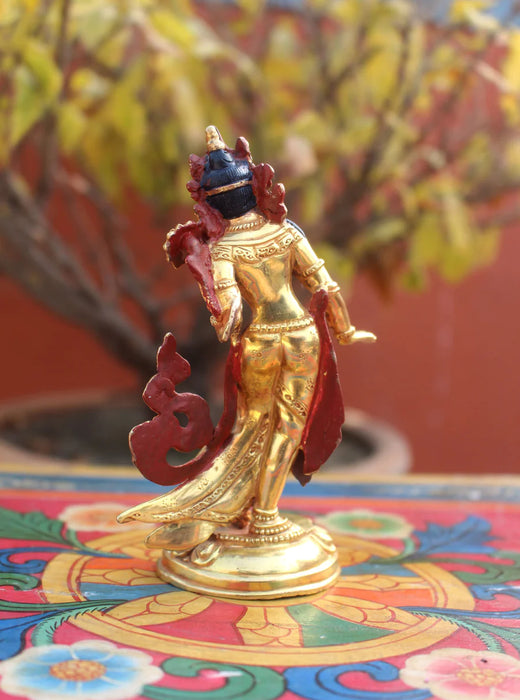 5-Inch Gold-Plated Dancing Tara Statue - Copper Crafted