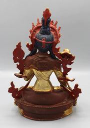 8-Inch White Tara Statue - Partly Gold Plated Copper Goddess of Compassion - 1