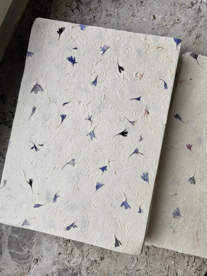 Handmade A4 Cornflower Blue Petal Lokta Paper Sheets – 20 Pack