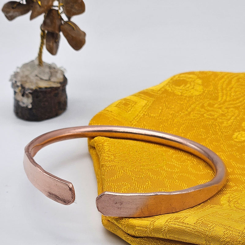 Thin Pure Copper Bracelet | Flattened Edge