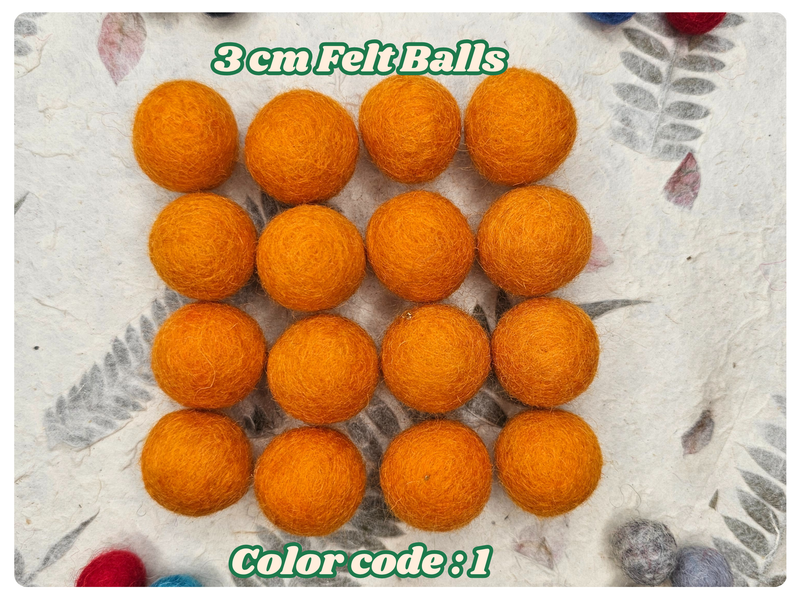 Handmade Wool Felt Balls Set – 20 Assorted 3cm Felt Craft Balls