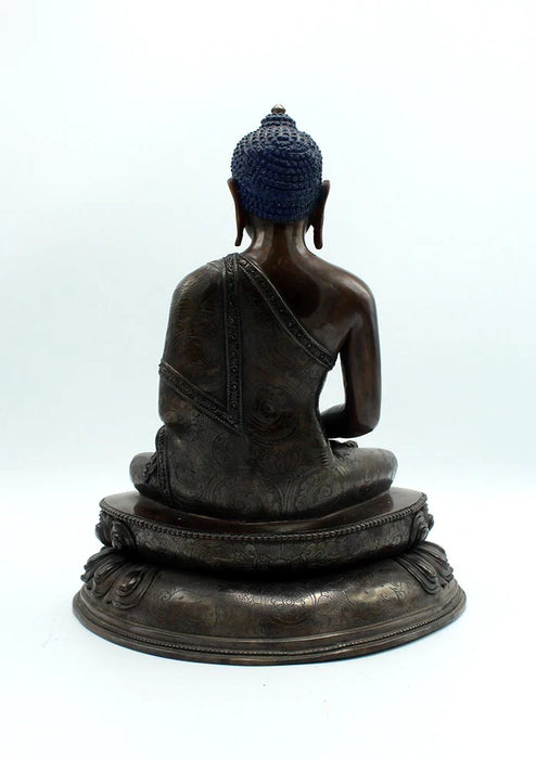 11-Inch Handcarved Oxidized Copper Amitabh Buddha Statue - Fine Nepalese Craftsmanship